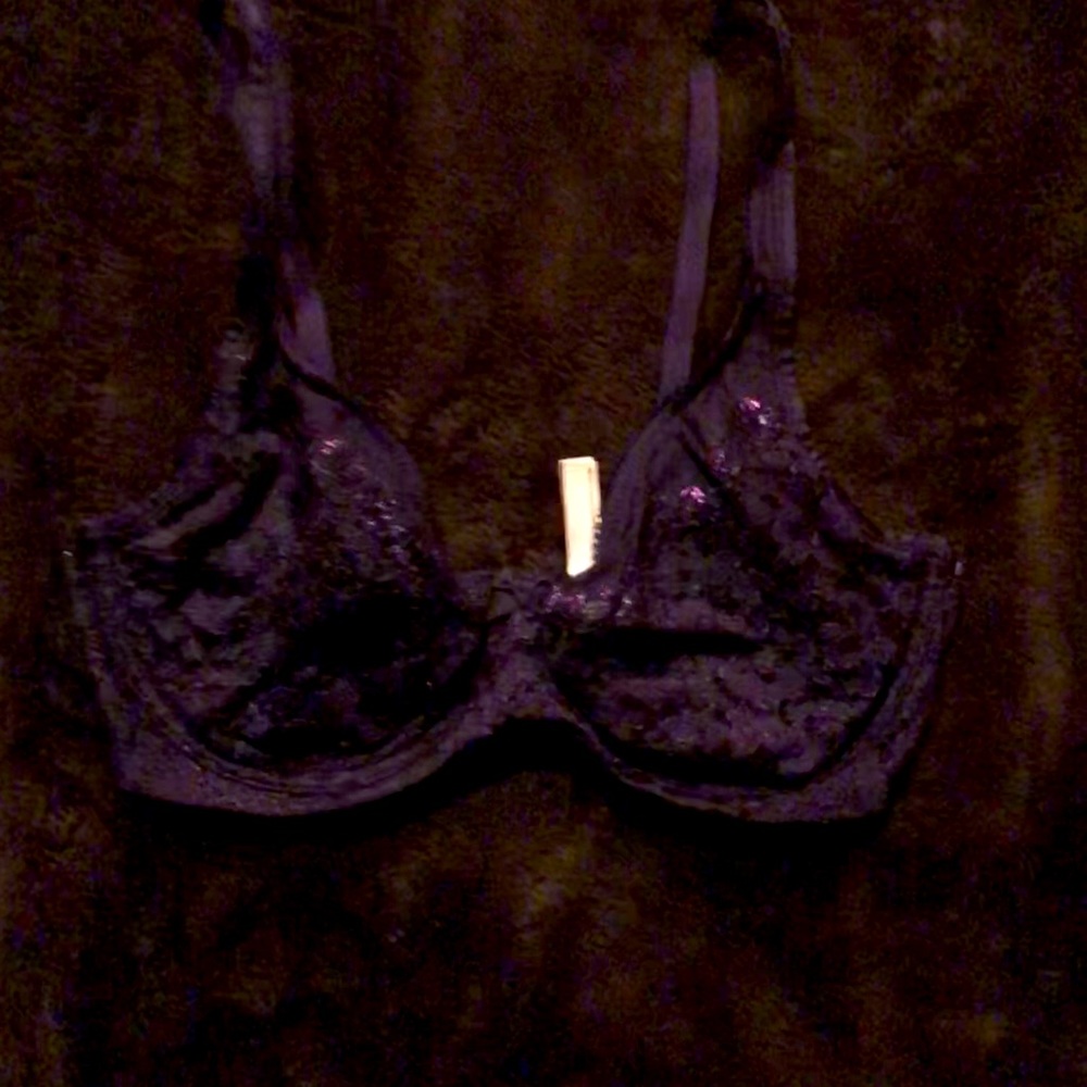 Sheer purple lacy bra